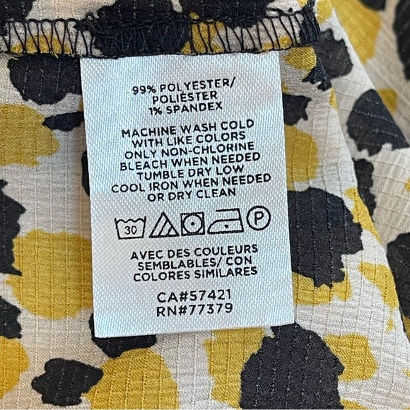 Ann Taylor Petite MP Leopard Animal Print Puff Sleeve Blouse Yellow Black - Picture 10 of 11